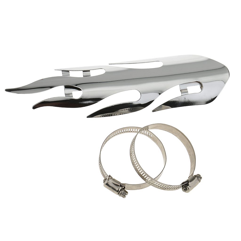 Flame Exhaust Muffler Pipe Heat Shield Cover Guard Chopper Cruiser-Chrome