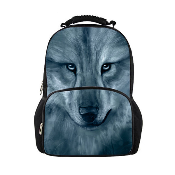 TWOHEARTSGIRL Cool 3d Wolf Print Backpack for Men Big Boys Animal Backpack Student Laptop Bagpack Travel Rucksack Felt Fabric: Z2267A