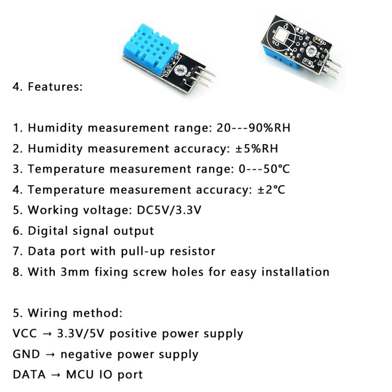 DC 5V Temperature and Relative Humidity Sensor DHT... – Grandado