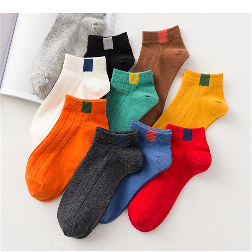 1pair/lot Men Socks Korean Style Short Socks Solid Color Socks Ins Students Deodorant Boat Socks