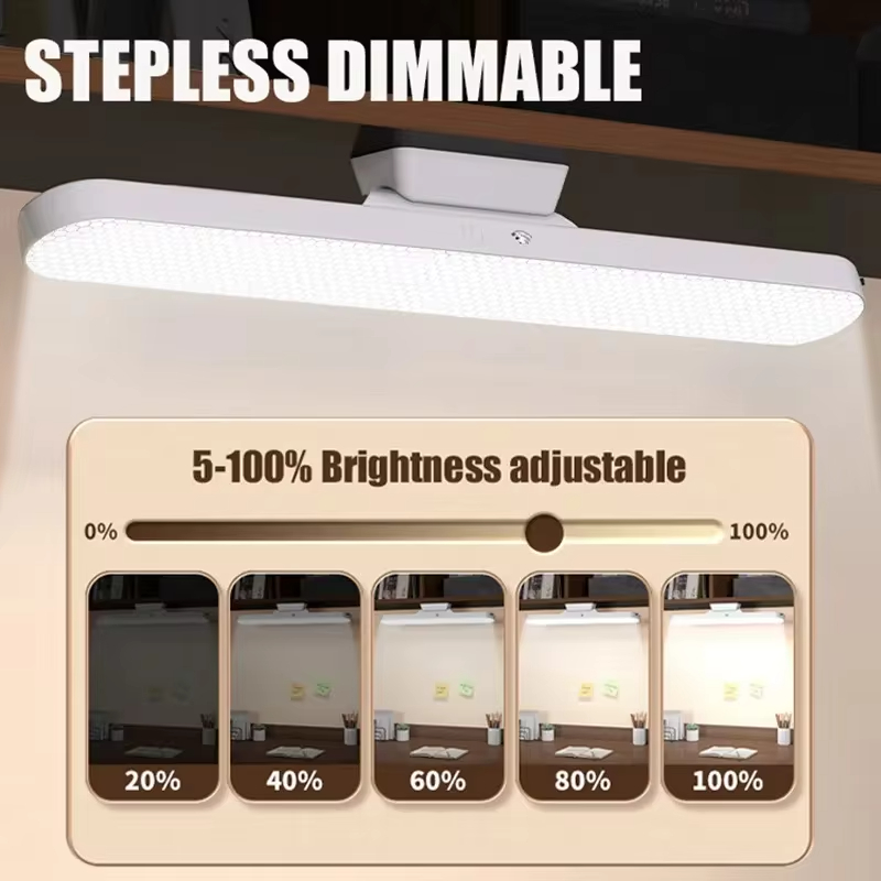 LED-tafellamp Magnetisch hangend USB oplaadbaar bureaulampje 3 kleuren leeslamp met afstandsbediening Dimbaar Studentenleerlampje