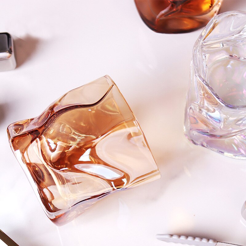 Japanese Edo Crumple Paper Irregular Shape Crystal Faceted Der Whiskybecher Whiskey Whisky Rock Glass Artwork Wine Cup