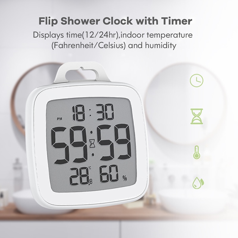 Multifunctional Waterproof Digital Clock LCD Bathroom Wall Clocks Temperature Humidity Countdown Shower Clock Wall Timer Clocks