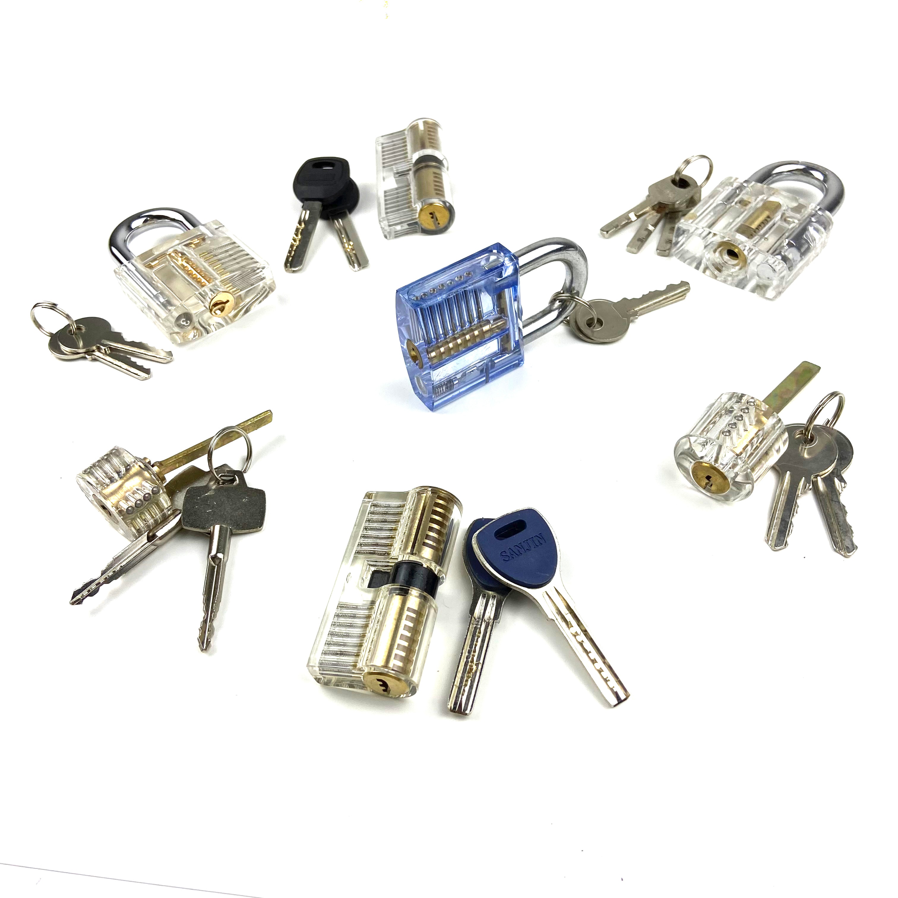 Locksmith Training Lock Set 7pcs Transparent Lock for LockPick Practice for Beginner