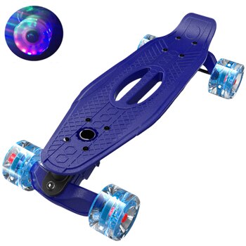 Jusenda Penny Board 21in Mini Cruiser planche à poisson enfants Scooter Longboard rebond Flash roue pour filles planche à roulettes complète: Blue
