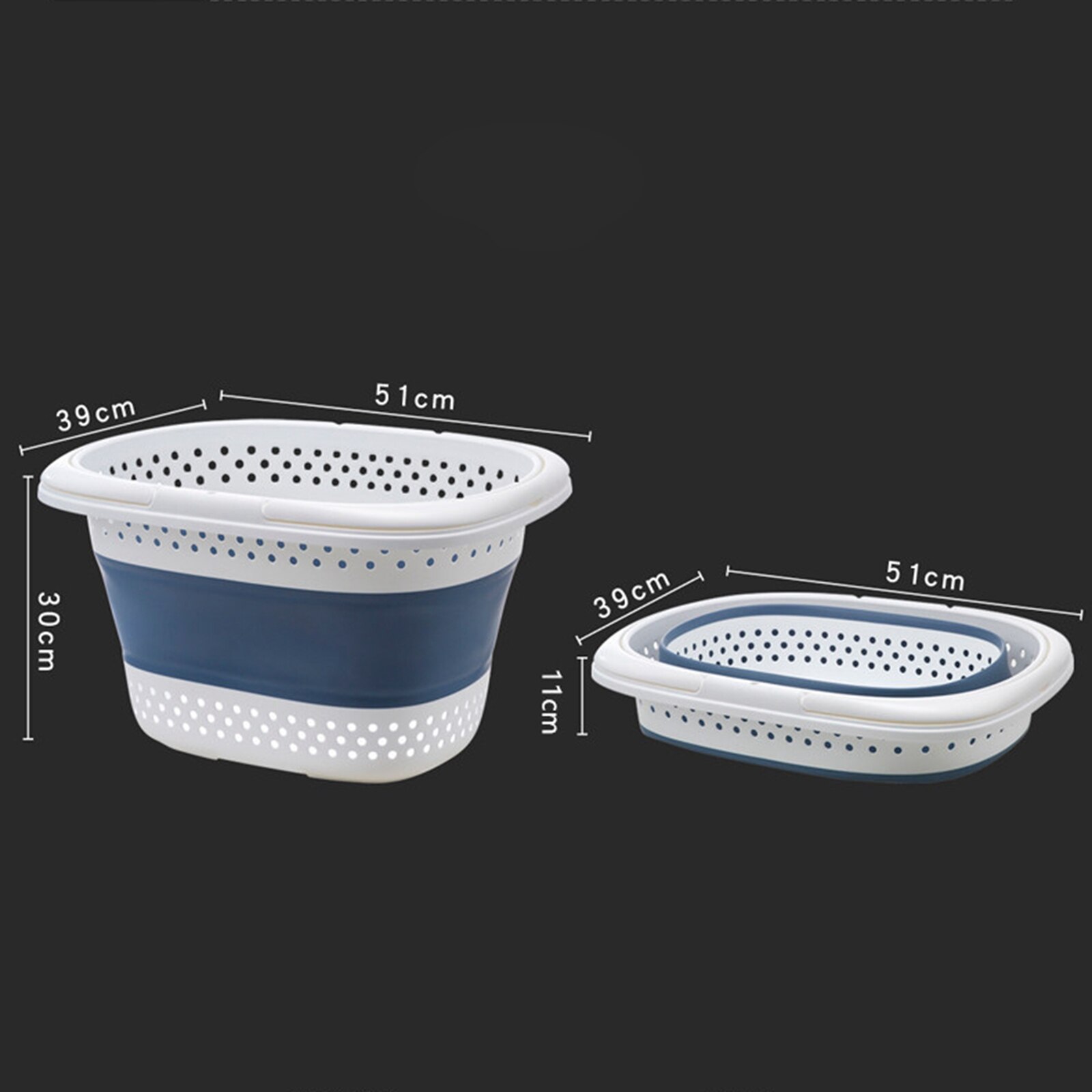 Plastic Collapsible Laundry Basket Clothes Wash Bin Container with Handles