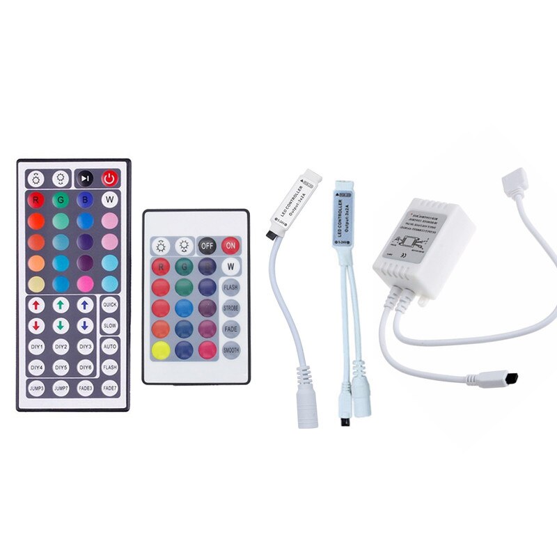 DC12V Mini LED Controller RGB Controler 24 Key 44 Key IR Remote Control RGB Controller For 5050 2835 RGB Strip Lights