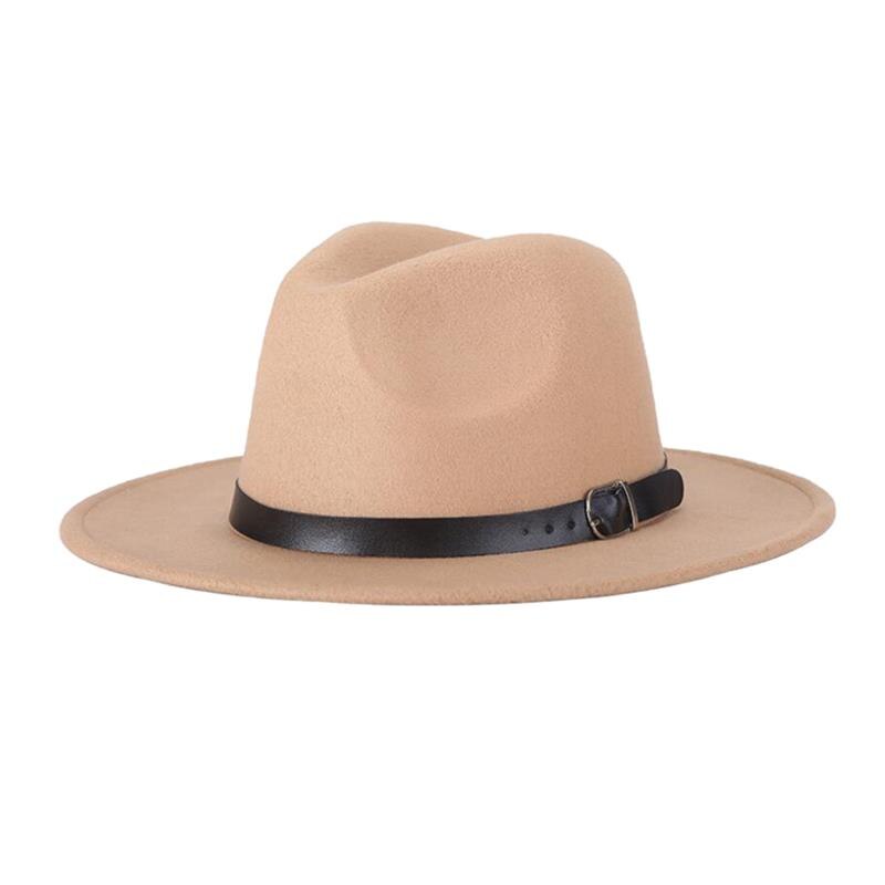 Sombrero de ala ancha de fieltro para mujer, gorro cálido Vintage, accesorios de ropa de viaje para , Invierno: khaki