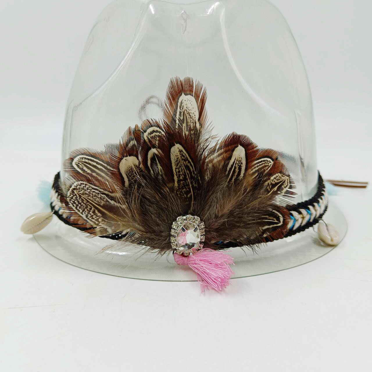 Hat accessories Feather knitted style various hat accessories jazz cowboy hat fedora hat straw hat for men and women: GRAY