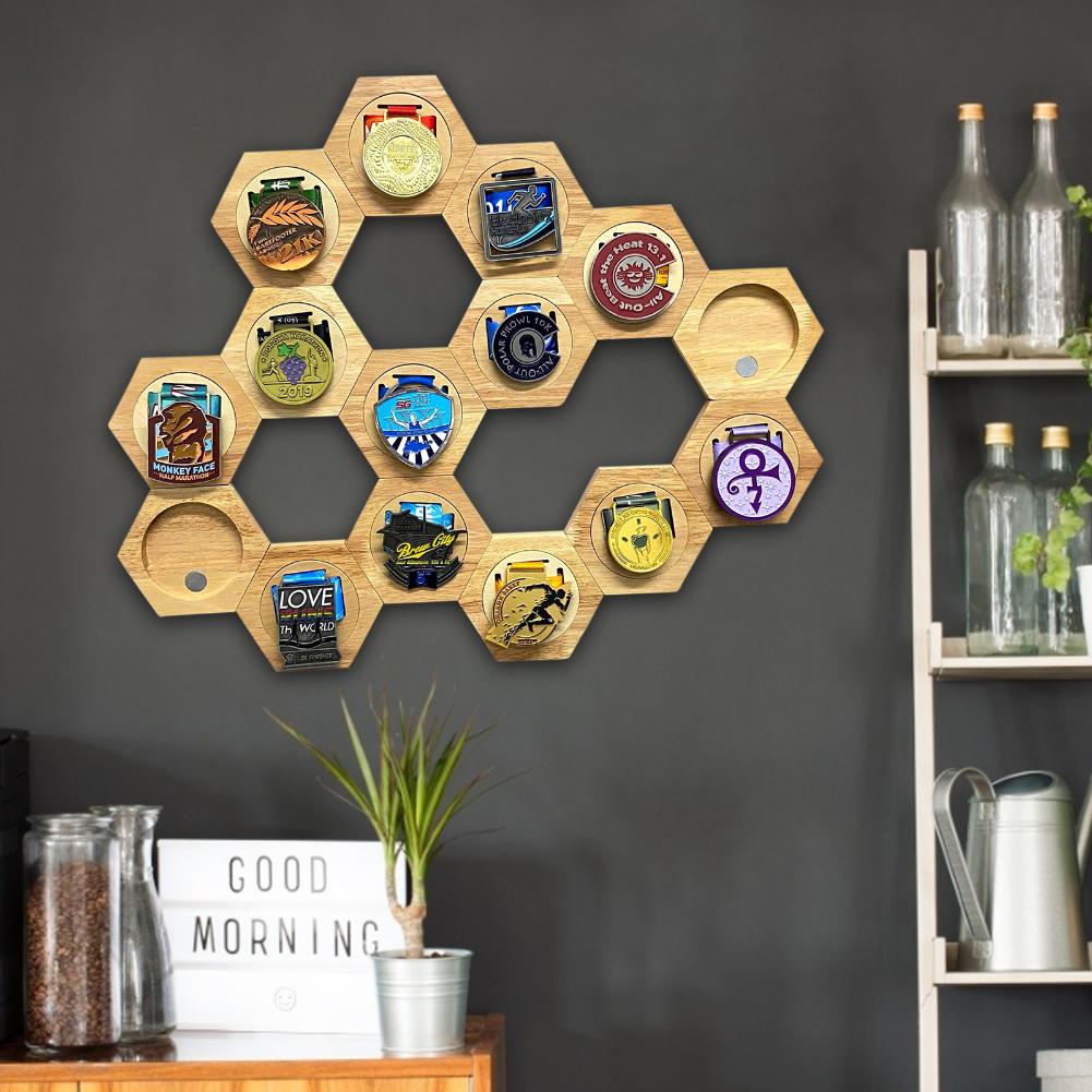 10-1PC Medal Holder Display - 1 Pack Hexagonal Honeycomb Medal Display Stand