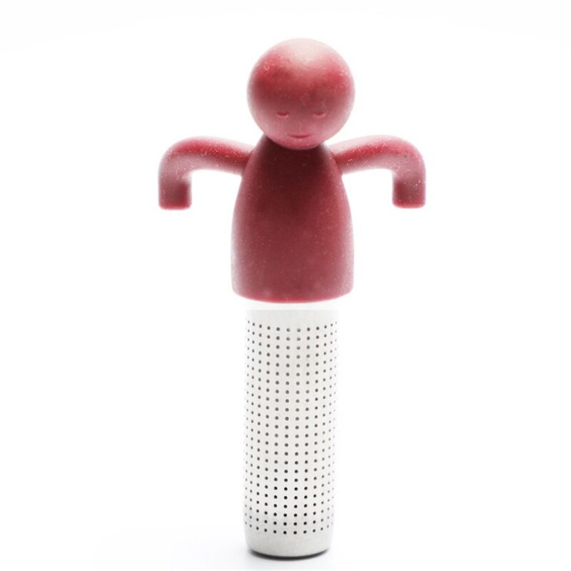 Silicone Human-Vormige Theezeefje Rvs 304 Thee Lek Fda Siliconen Thee Maker Herbruikbare Thee-ei Thee filter: Bourgondië