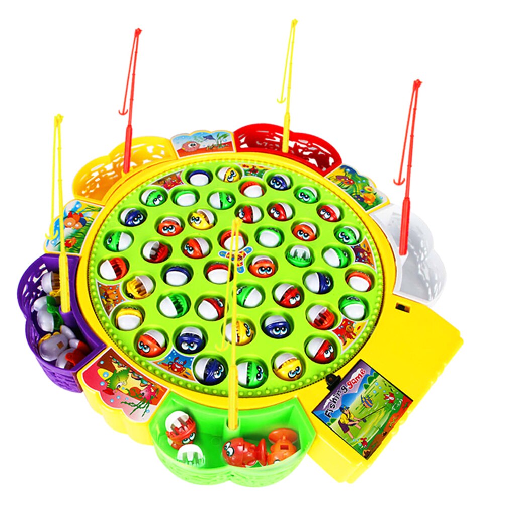 Fun Fishing Game Set Electronic Musical Rotating Fishing Board Games Toys