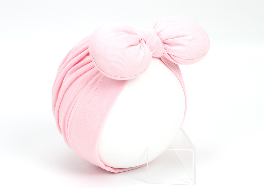 Baby Meisje Hoeden Baby Puur Katoen Strik Caps Kinderen Zachte Tulband Kids Headwrap Effen Kleur Mutsen Haaraccessoires: 3