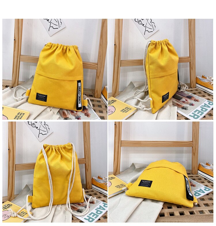 Drawstring Closure Classic Backpack Women Solid Color Shoulder Bag Messenger Bag Tote Bucket Bag