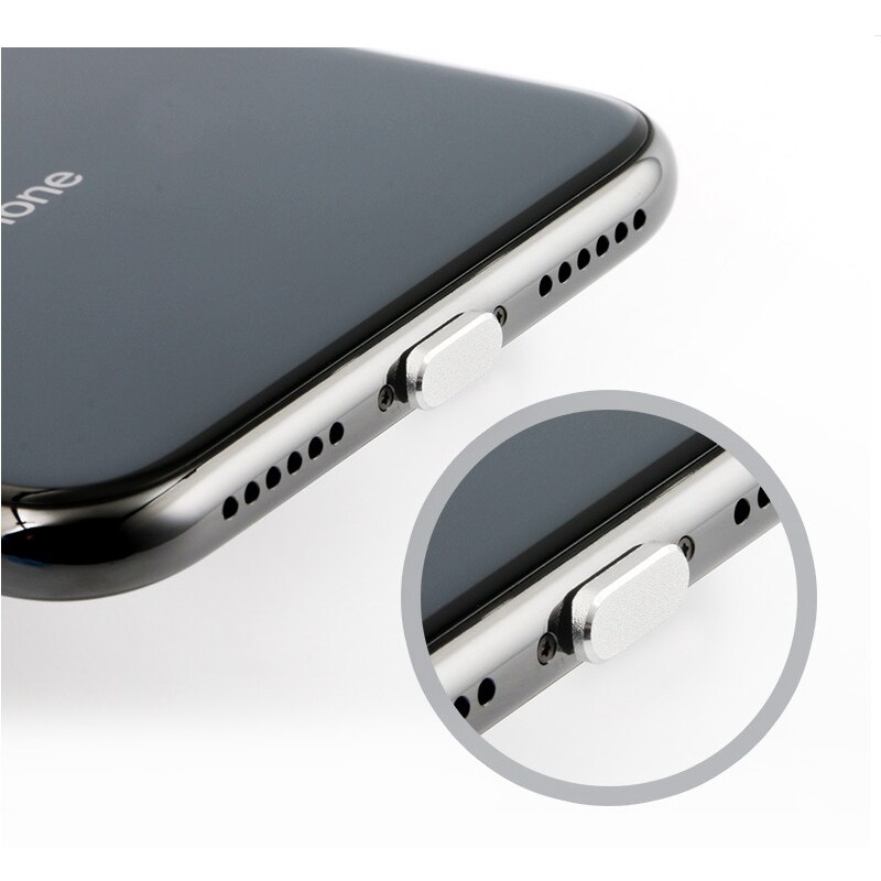 Metal skin pc oplader port anti støv stik til iphone 7 8 x 6s plus hætte stop cover telefon tilbehør universal ladestik
