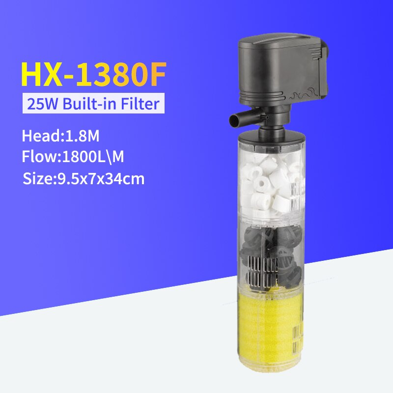 3 in 1 stille aquariumfilter dompelbare zuurstof interne pomp spons water met regensproeier voor aquarium luchtverhoging: G262776