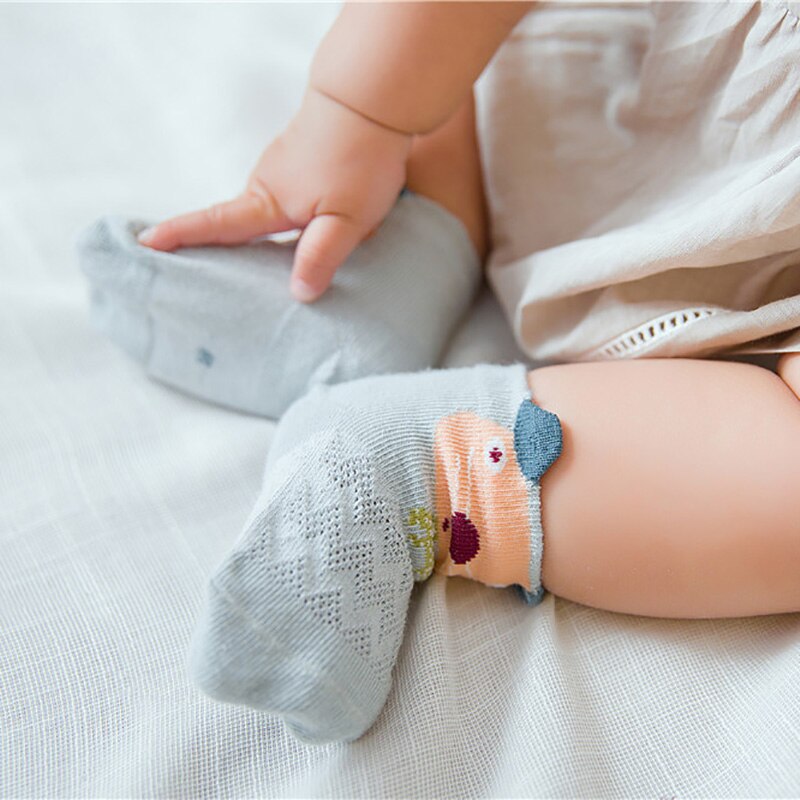 Chaussettes d'été en coton pour enfants | 5 couleurs/lot, en maille, pour bébés garçons et filles, chaussettes à motif de dessin animé, chaussettes minces pour enfants