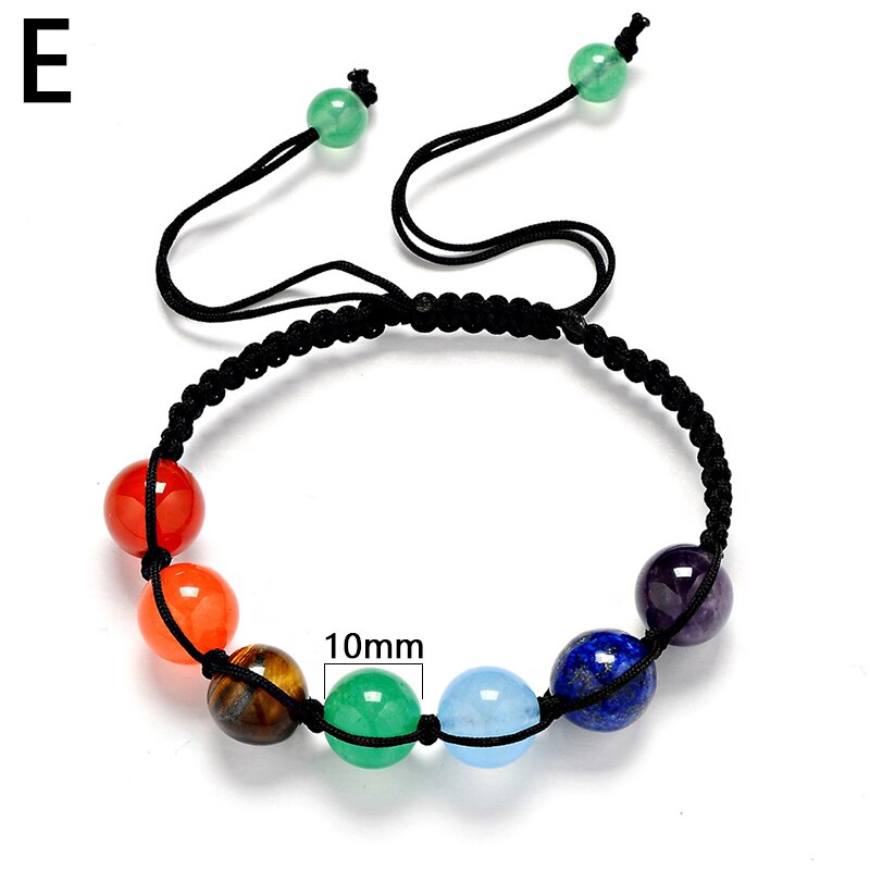 Einstellbar Armbänder Bunte Natürliche Stein Perlen Armbinde Handgemachte Geflochtene Hand Seil Armreifen Für Frauen Männer Schmuck: E
