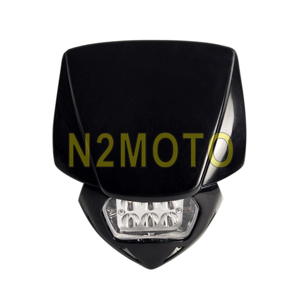 Phare LED blanc d&#39;enduro pour moto, pour Yamaha, Suzuki, Kawasaki, KLX, WR, EXC, CRF 250, 450, 6 pièces: Black