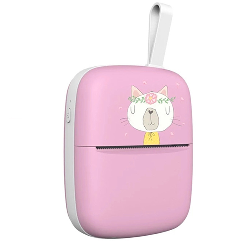 Mini Draagbare Thermische Printer 203Dpi Foto Pocket Printing Draadloze Bluetooth Label Printer Papier Voor Android Ios Kids: Roze