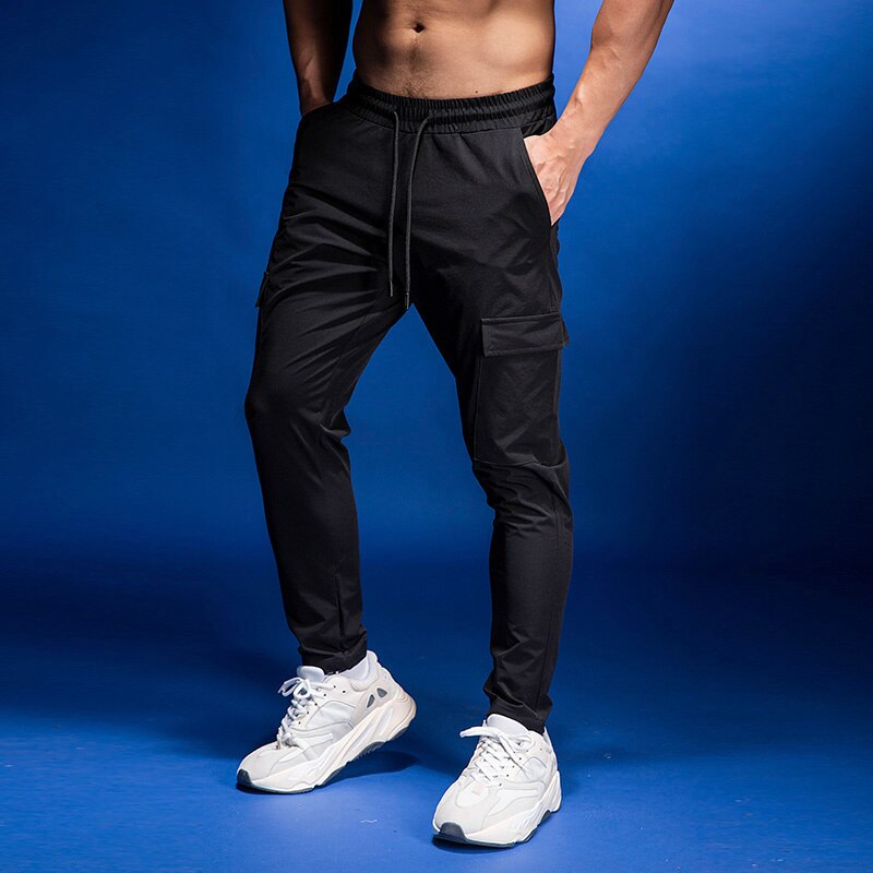 Åndbare træningsbukser træningsbukser med lommer løbebukser til mænd med lommer fitness joggingbukser joggingbukser til mænd 1: Sort / 3xl(180-185cm)