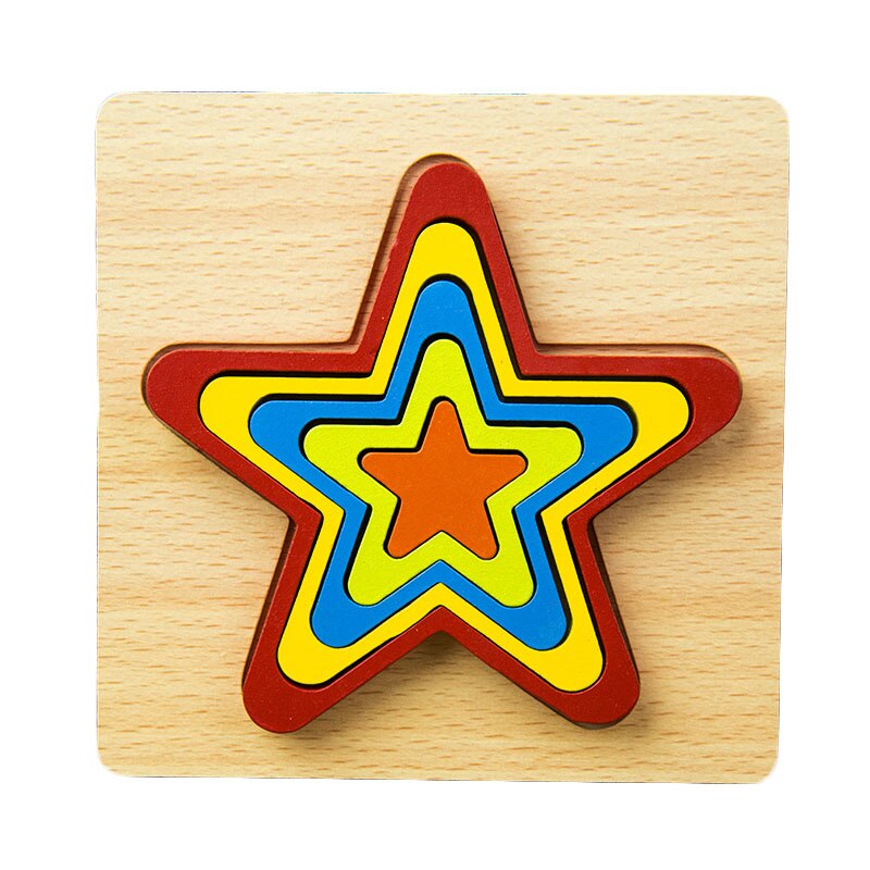 DIY 3D Wooden Puzzle Geometric Shape Jigsaw Intelligence Develop Montessori Educational Toys For Children Kids Baby: J