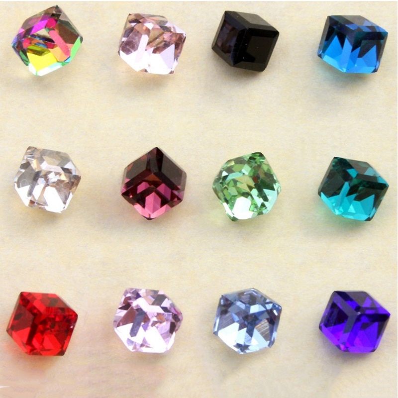 20 Stks/zak Mix Kleuren Nail Kristallen 4Mm Cube Plein Crystal Steentjes Voor Nagels Kleurrijke 3D Nail Art Diamanten EUW-RRTE154