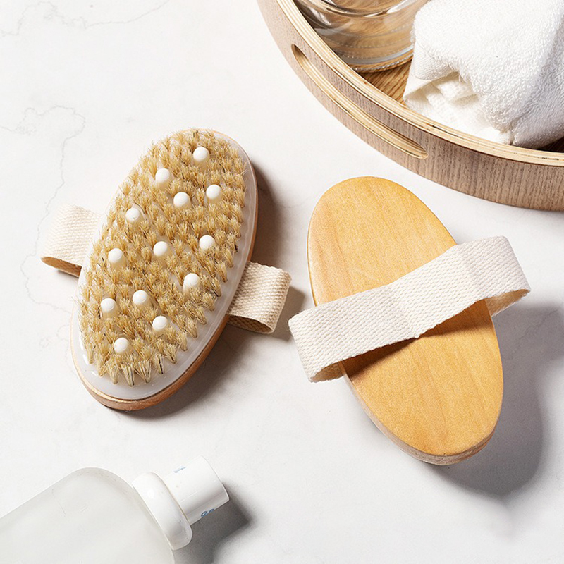 Duschborste för ryggen handhållen torrborstning kroppsexfolierande borste badrum celluliter rygg badmassageborste: Grön