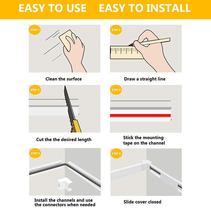 Cable Concealer, PVC Mini Cord Cover, Paintable Raceway Kit for Hiding a Single Ethernet Cable, Speaker Wire, 2Pack