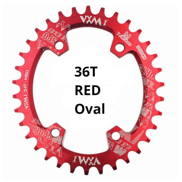 Vxm rund oval 96 bcd kædering mtb mountain bcd 96 cykel 30t 32t 34t 36t 38t kranksæt tandplade dele til  m7000 m8000 m9000: Rød 36t oval