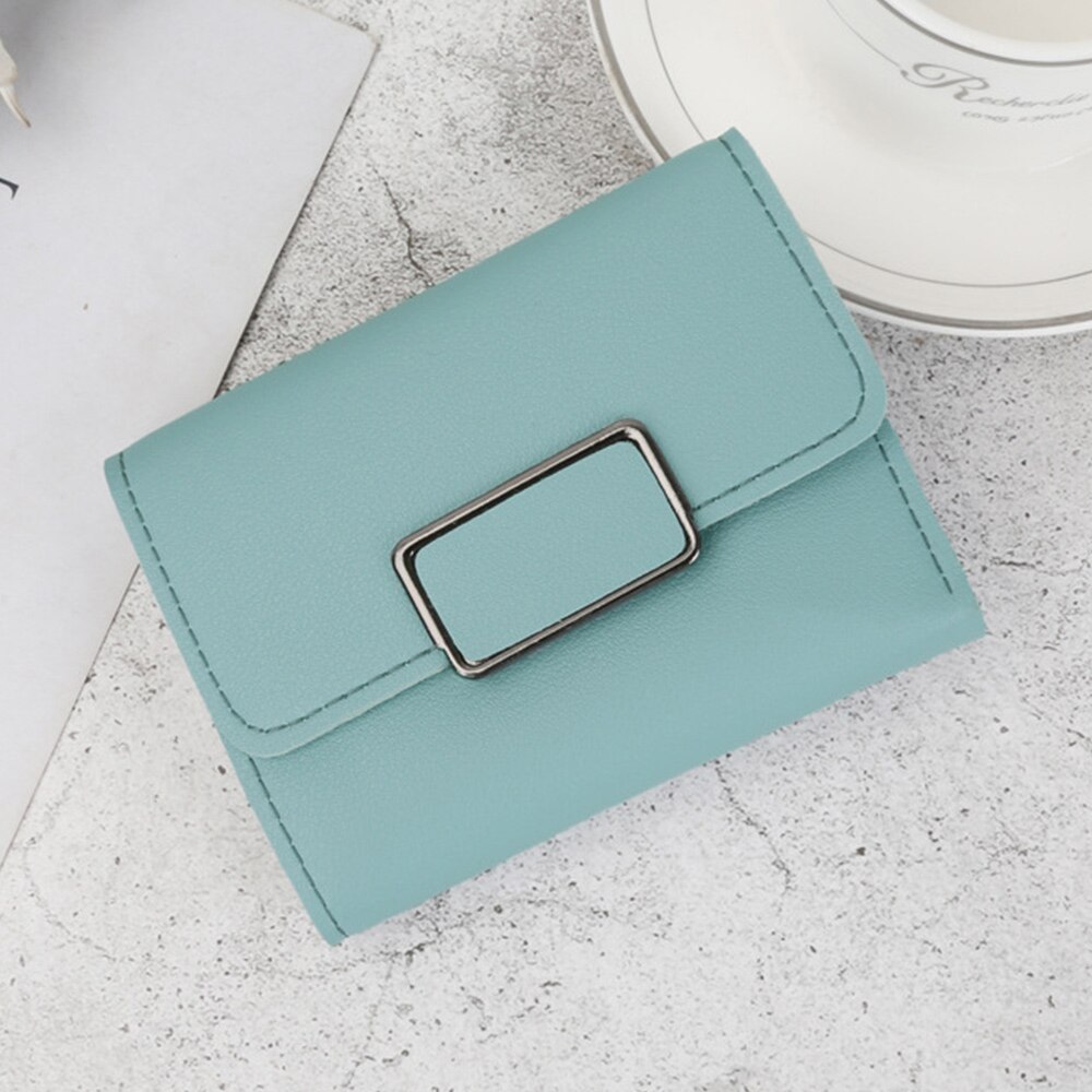 Women Leather Small Wallet Card Holder Solid Color Short Lovely Purse Zip Coin Purses Clutch Handbag Coin Purse: F