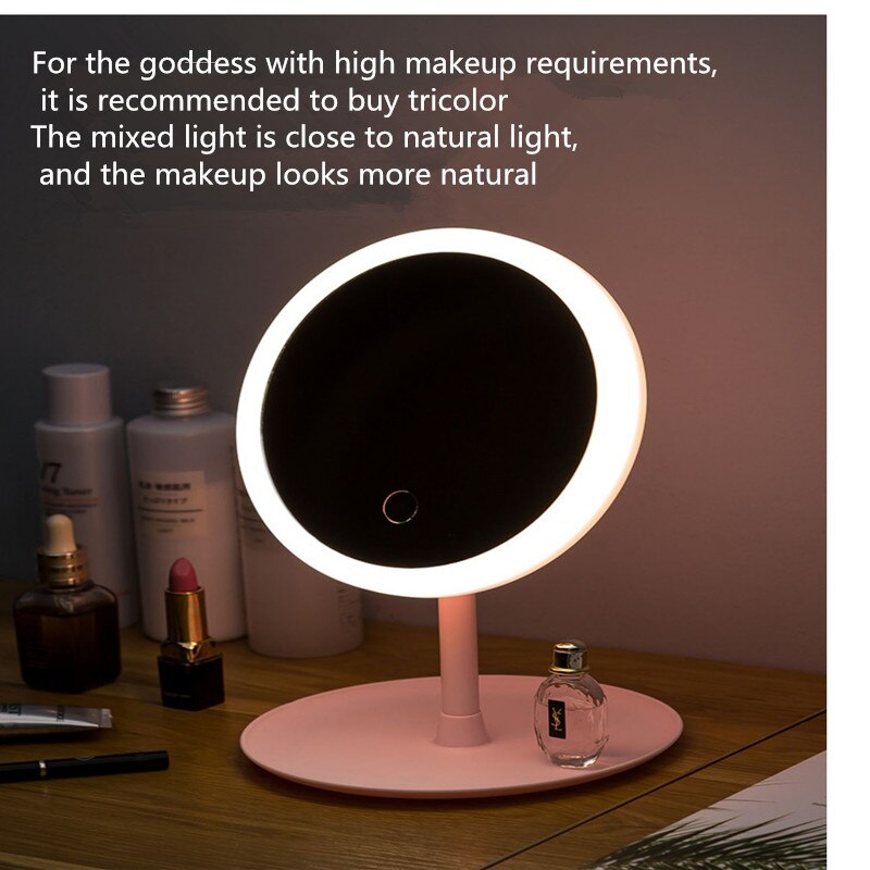 Led Light Makeup Mirror Storage LED Face Mirror Adjustable Touch Dimmer USB Led Vanity Mirror Table Desk Cosmetic Mirror