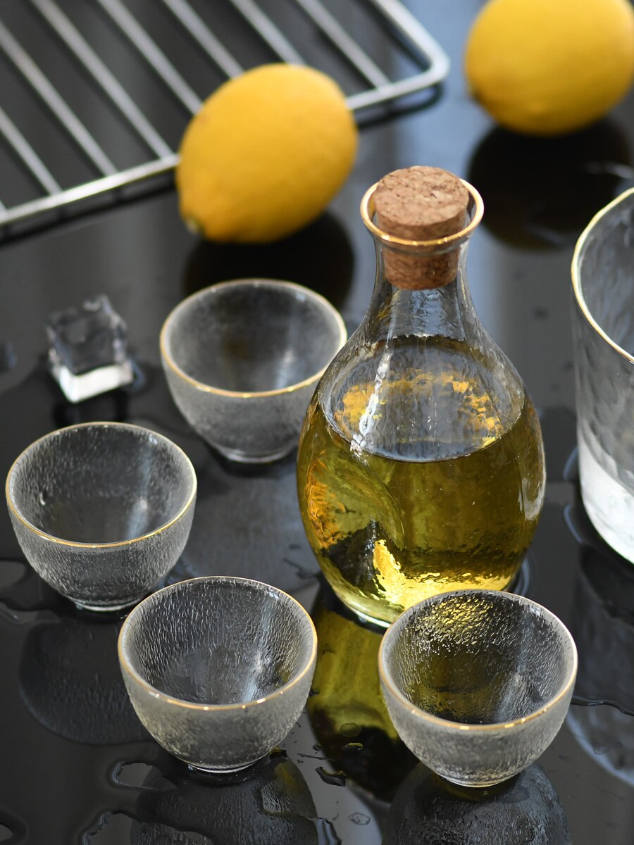 Japanese Style Glass Hip Flask Set Handmade Classic Household Sake Pot Superior Flasque Alcool Table Supplies EJ50HF