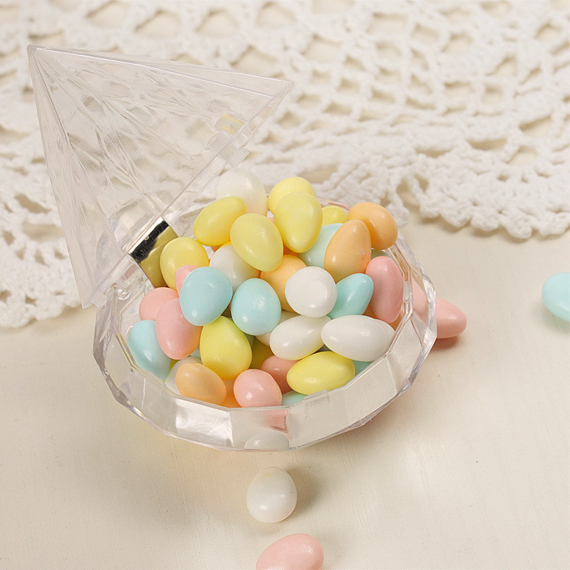 Caja de dulces transparente con forma de diamante, Cajas de de recuerdo para boda, caja de , contenedor de plástico transparente, para decoración del hogar