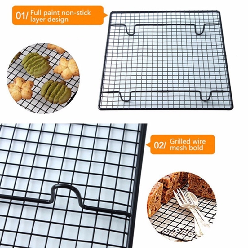Stainless Steel Non stick Wire Grid Cooling Tray Cake Food Rack Oven Kitchen Baking Pizza Bread Barbecue Cookie Holder Shelf
