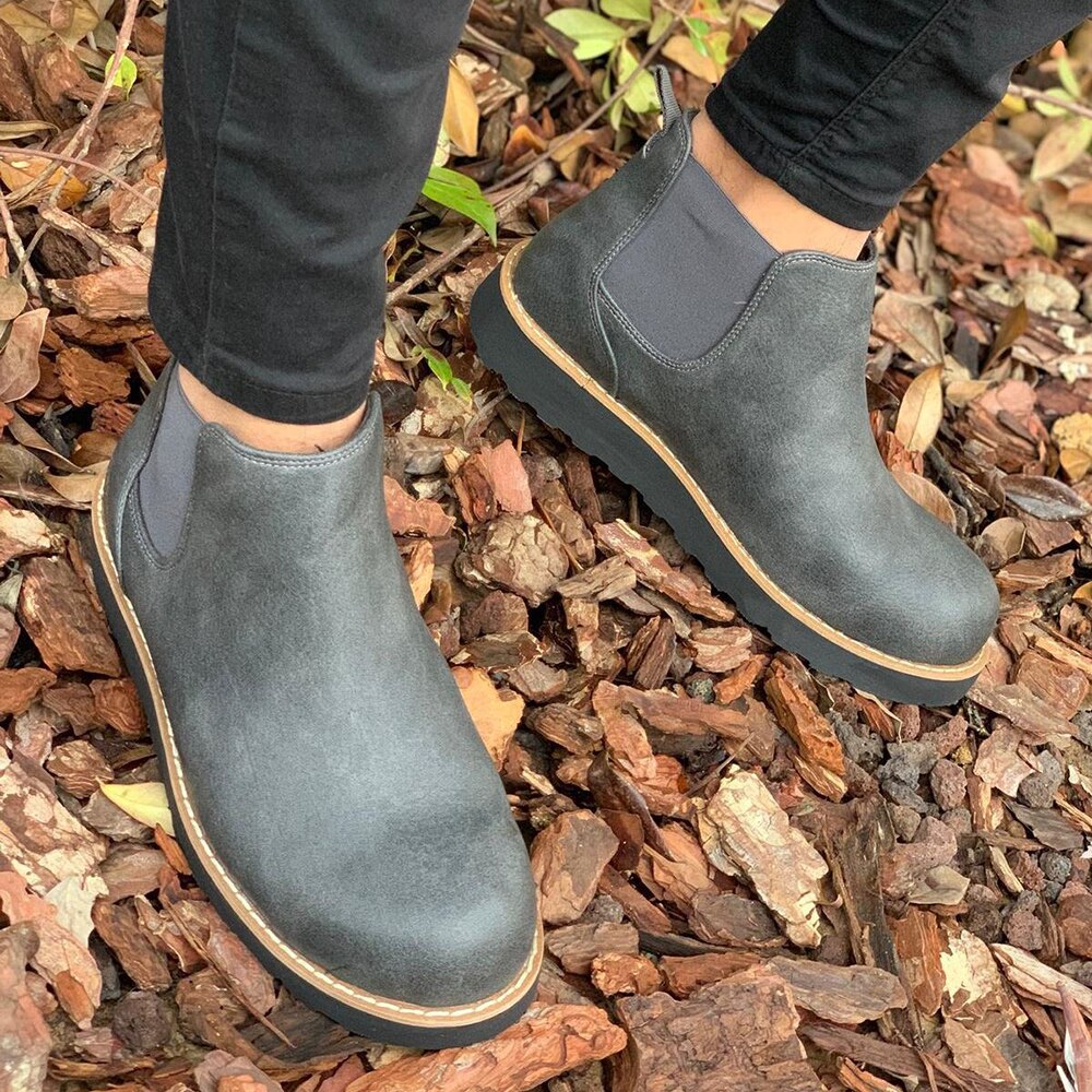 Chekich CH045 ST Gray Men 'S Boots Stylish Chelsea Style Season Orthotic Insole Step-in Classic Matte Color