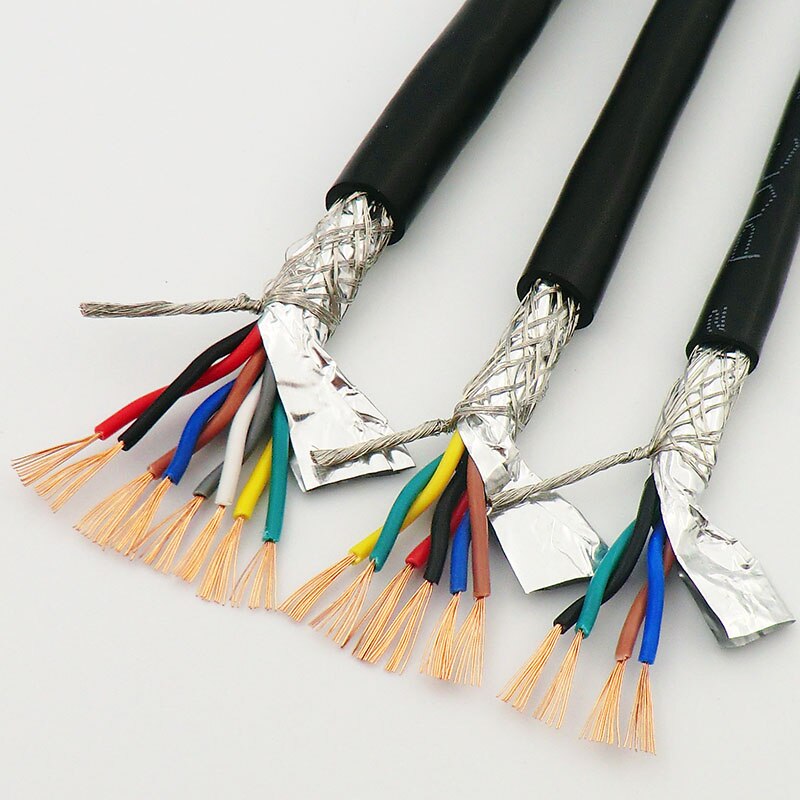 Shielded Wire Twisted Pair Cable 0.3mm² 4,6,8 core with Pure Oxygen Free Copper Double Shield 485 Signal Control Wire 22AWG