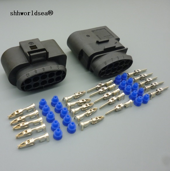 Shhworldsea 10 Pin 1J0973835 1J0973735 Vrouwelijke Mannelijke 3.5 Auto Temp Sensor Plug Deflatie Klep Plug Waterdichte Connector Voor VW