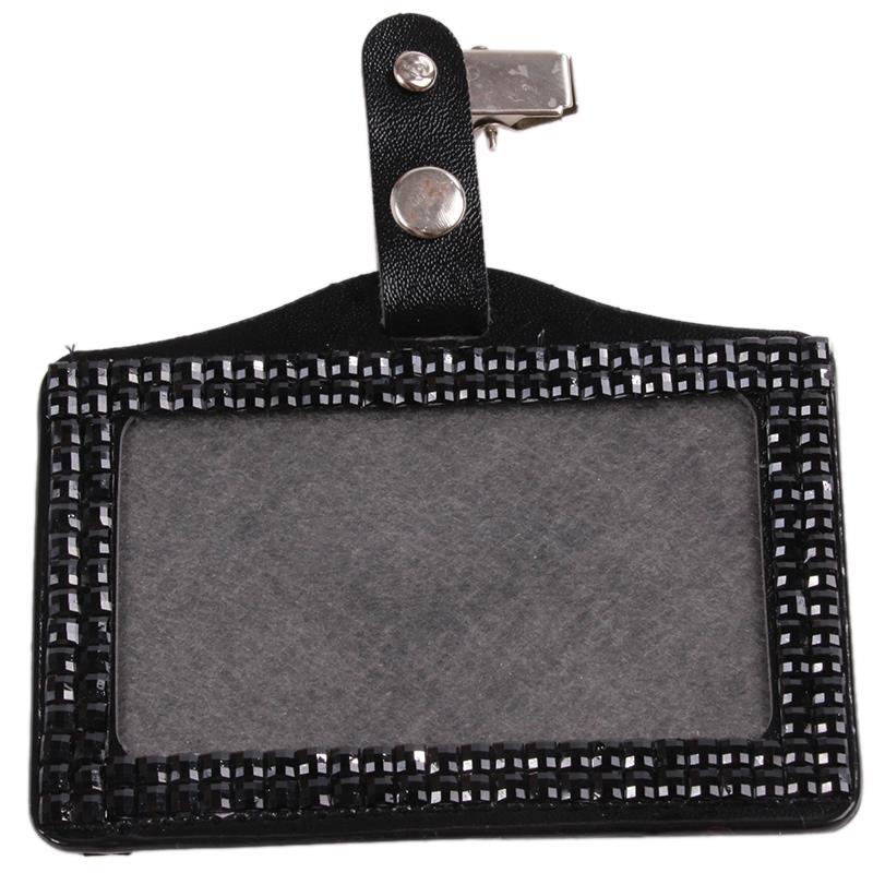 5 Colors Rhinestone Bus IC Card Holder With Clip Employee Identity Card Badge Crystal Work Unisex ID Card holder Case