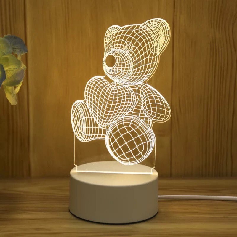 Växla 3d nattljus ledde lampsmart hem färgglada nattlampa sovrum nattduks elektronisk nattlampa: Björn