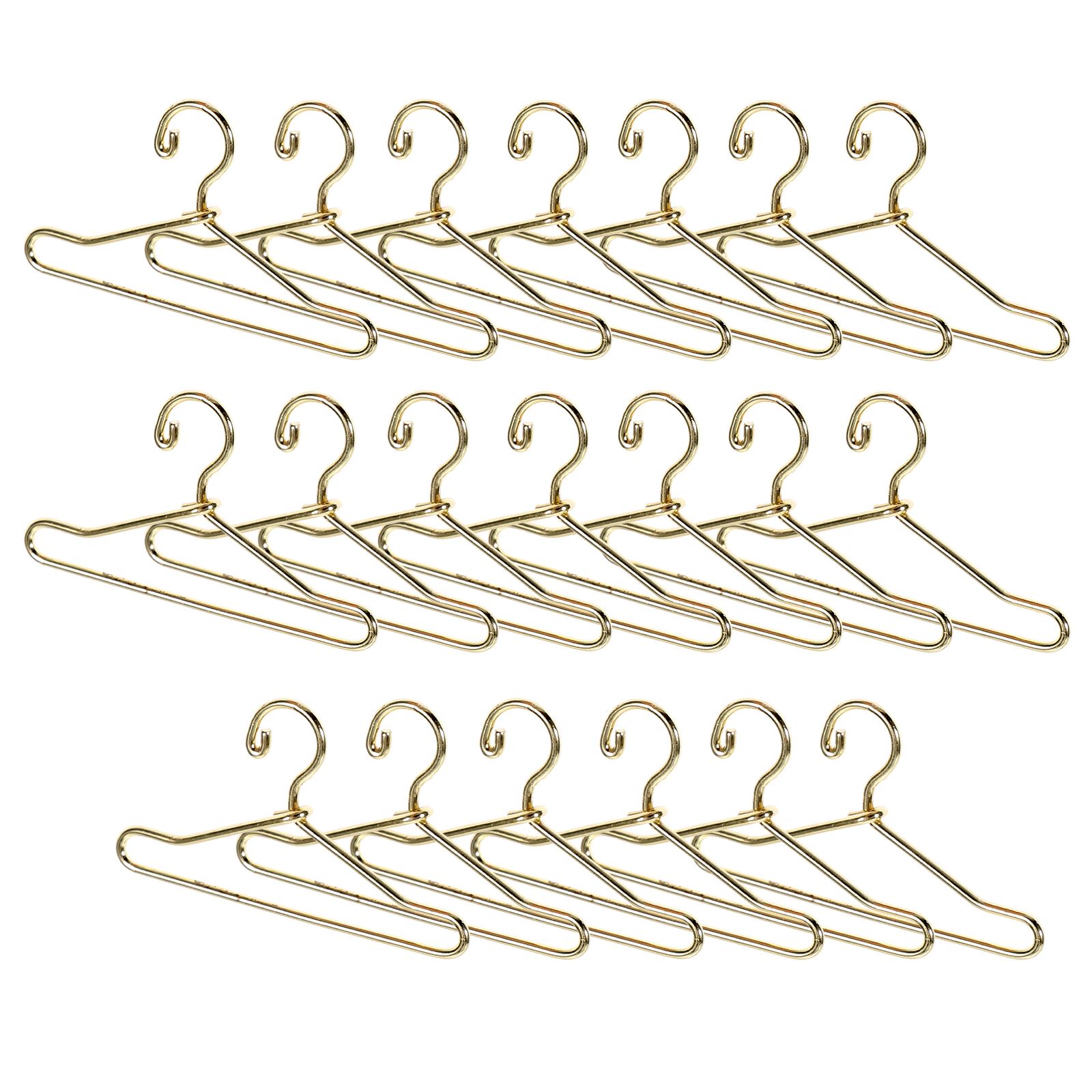 20 stuks kledinghangers kastaccessoires 40 mm metaalkleur babydoek kleine kleding miniatuur gouden huis mini-huisdecor: Default Title