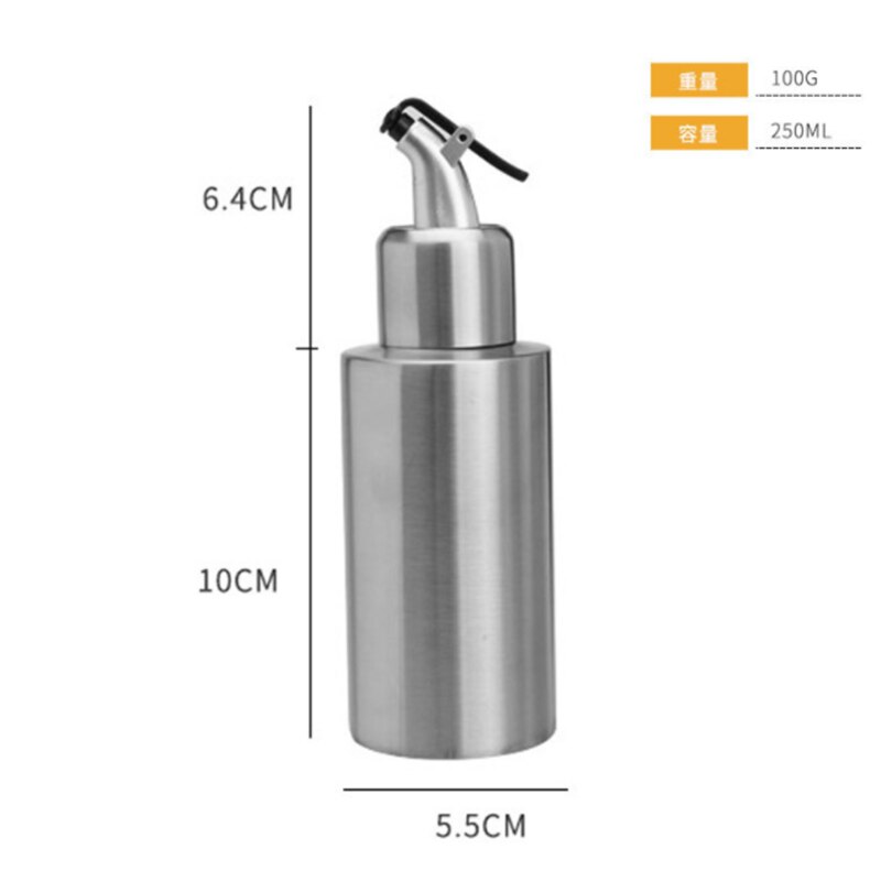 Stal nierdzewna szczelny pyłoszczelna olejarka praktyczna ocet butelka na sos sojowy naczynie na olej przyprawy kuchenne pojemnik narzędzie robić przechowywania: 250mlB
