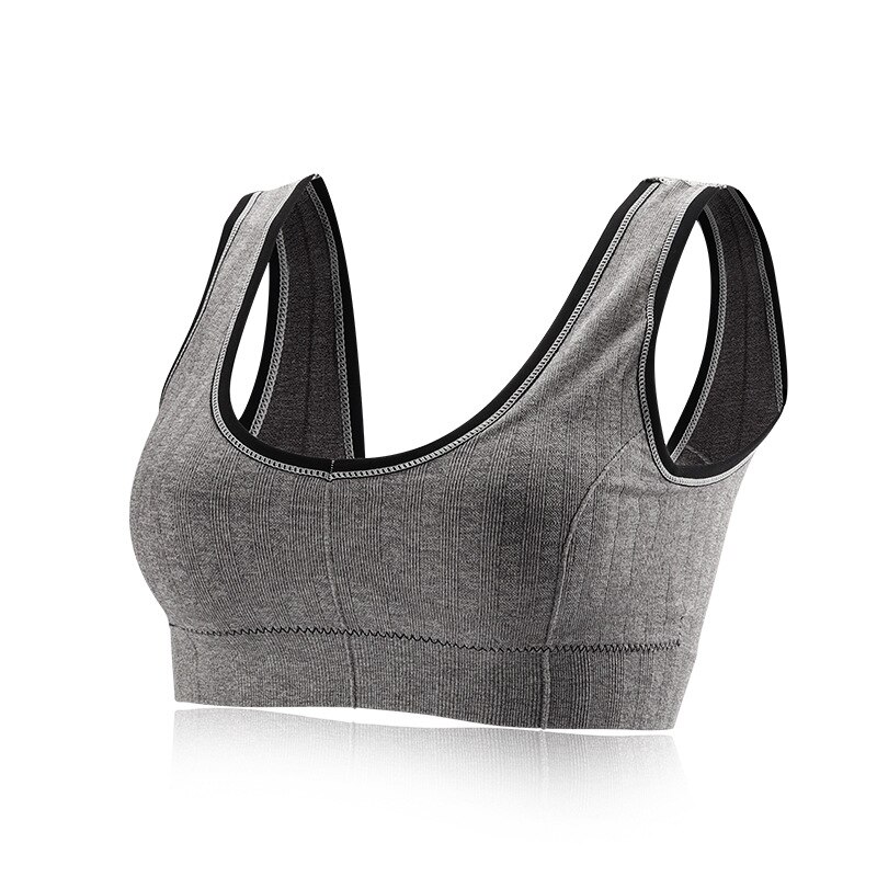 Deportes Yoga sujetador sin costura para mujer acolchado sujetador de Deporte Fitness correr gimnasio sujetador deportes interior Sujetador deportivo: Gris