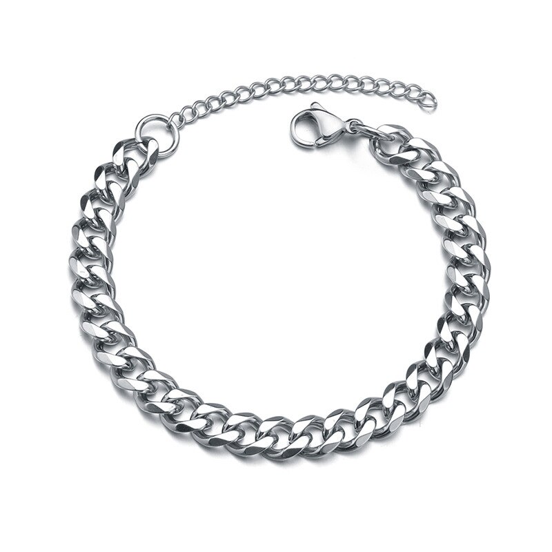 2022 Trendy Cubaanse Ketting Mannen Armband Classic Rvs 3/5/7Mm Breedte Ketting Armband Voor mannen Vrouwen Sieraden: silver / Width 3mm