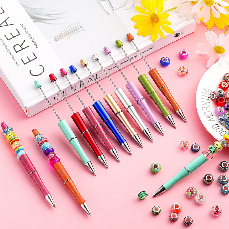 30Stck Neueste Farbe Kreative Kunststoff Perlen Stift Kugelschreiber Druckbare Perlen Stift DIY für Schüler Büro Liefert