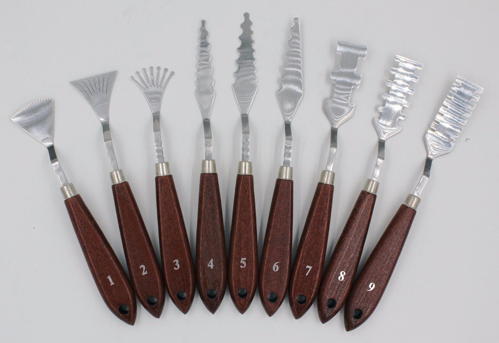 9 rustfrit stål specialeffekt malerkniv sæt palle kunstners spatel