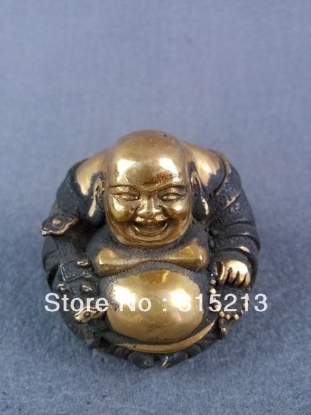Bi005 Chinese hand gesneden bronzen Maitreya w Mark