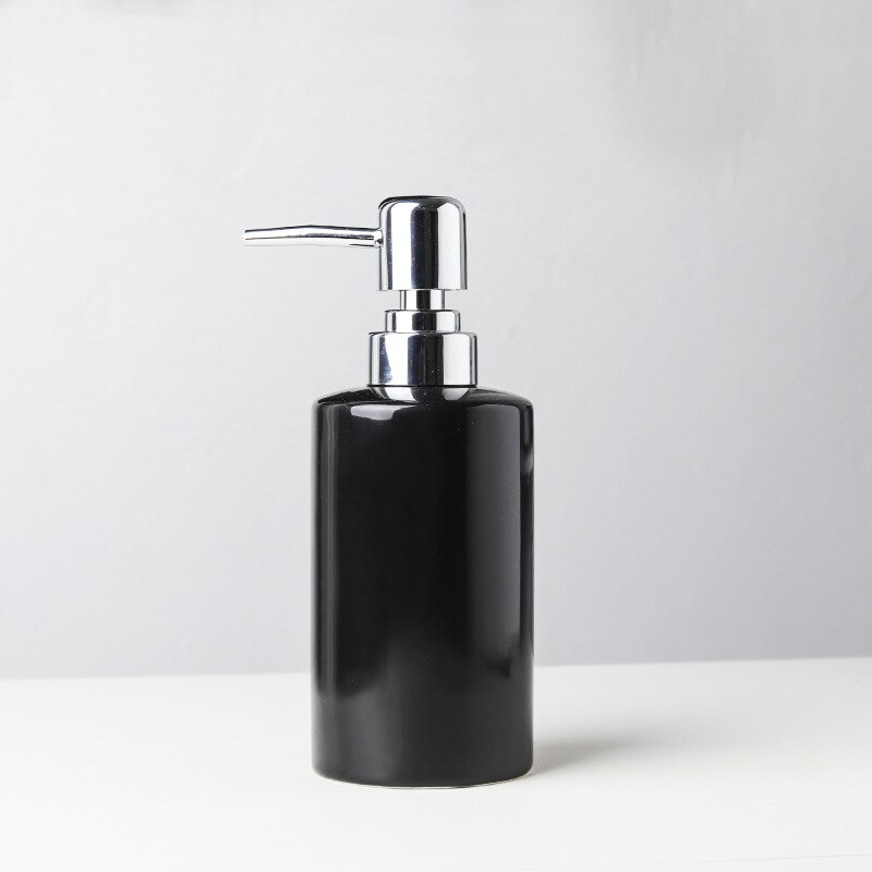 MOIIO distributeur de savon liquide, accessoires de salle de bains, shampoing, Simple, Gel douche, noir, blanc, bouteilles à pression en céramique: Single Black