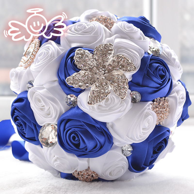 8 Colors Gorgeous Wedding Flowers Bridal Bouquets Artificial Wedding Bouquet Crystal Sparkle With Pearls buque de noiva: 18cm 9
