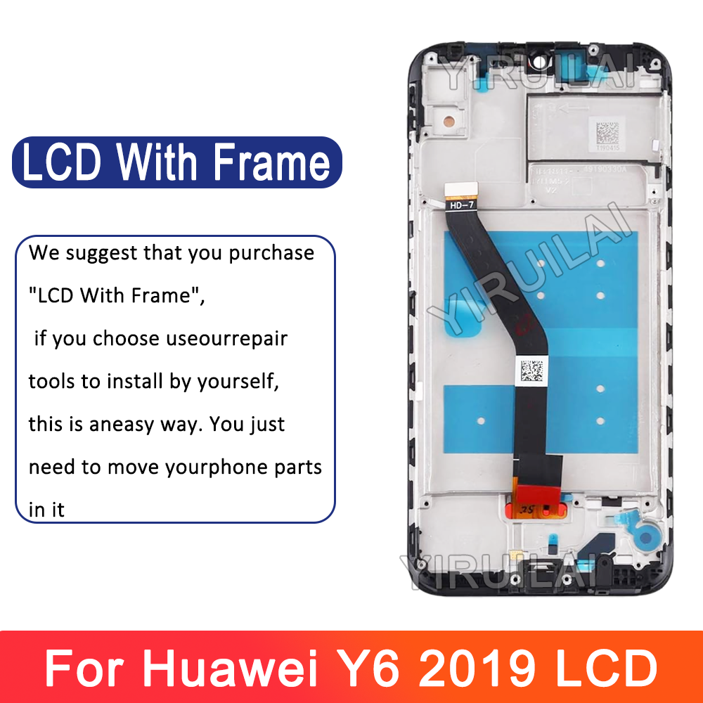 Pantalla LCD de 6,09 pulgadas para Huawei Y6 /Y6 pro MRD-LX1F reemplazo de la pantalla táctil con marco para Honor 8A JAT-LX1/LX3 LCD